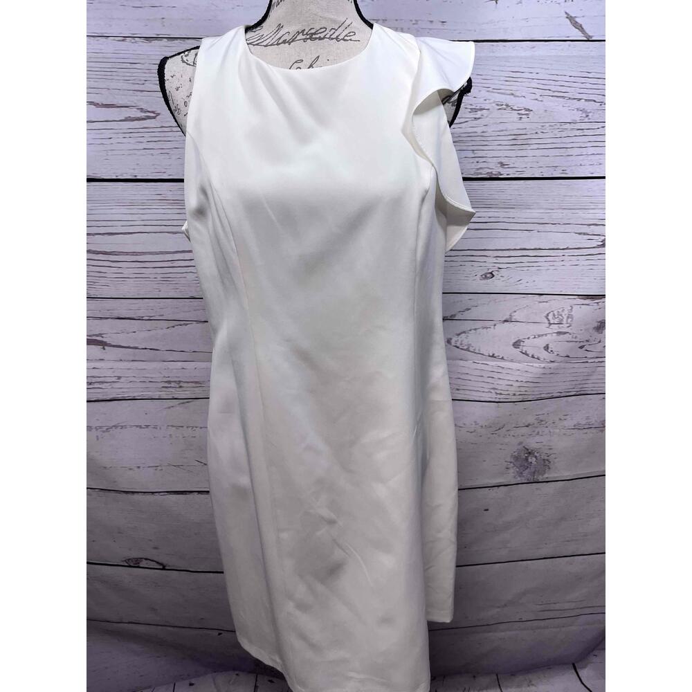 NWT Nine West White Dress Sheer Panel Black Trim Sleeveless Large